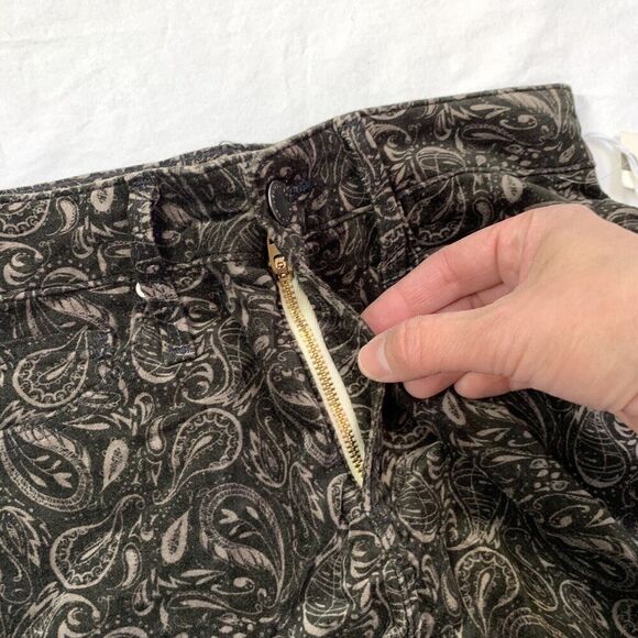 AG For Anthropologie Stevie High Rise Ankle Velvet Pants Paisley Black Size 24 - Picture 13 of 15